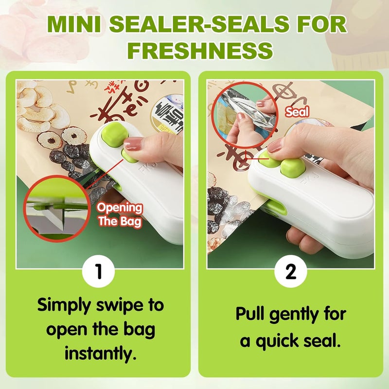Loupai Mini Bag Sealer,2025 Upgraded 2 in 1 Mini Bag Sealer,Rechargeable Handheld Bag Sealer with Cutter and Magnet for Snack Plastic Bags Food Storage Travel (black) - Image 2
